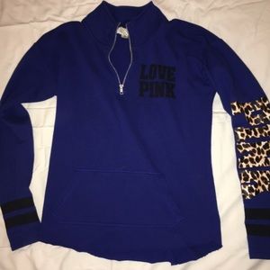 Blue cheetah sleeve half zip